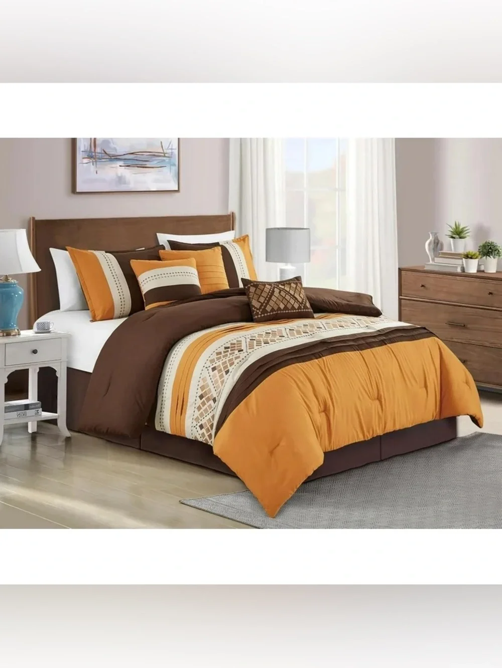 Embroidery cal king 3 piece comforter set